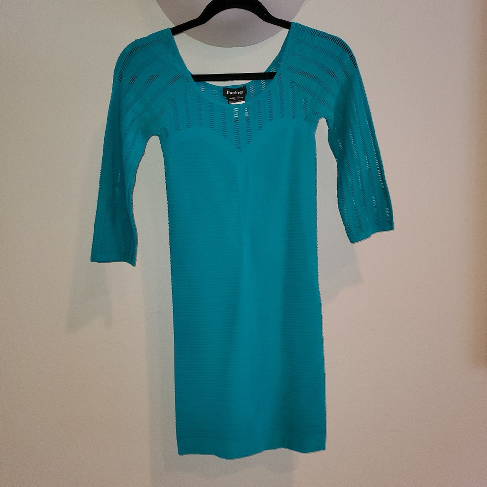 Bebe Cutout Turquoise Bodycon Dress